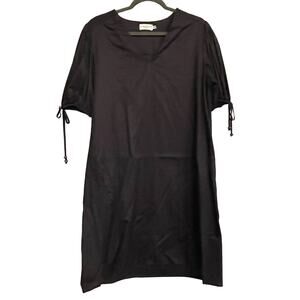 Harshman Los Angeles Dress‎ Size M Black Dore V Neck Puff Sleeve Pockets Classic